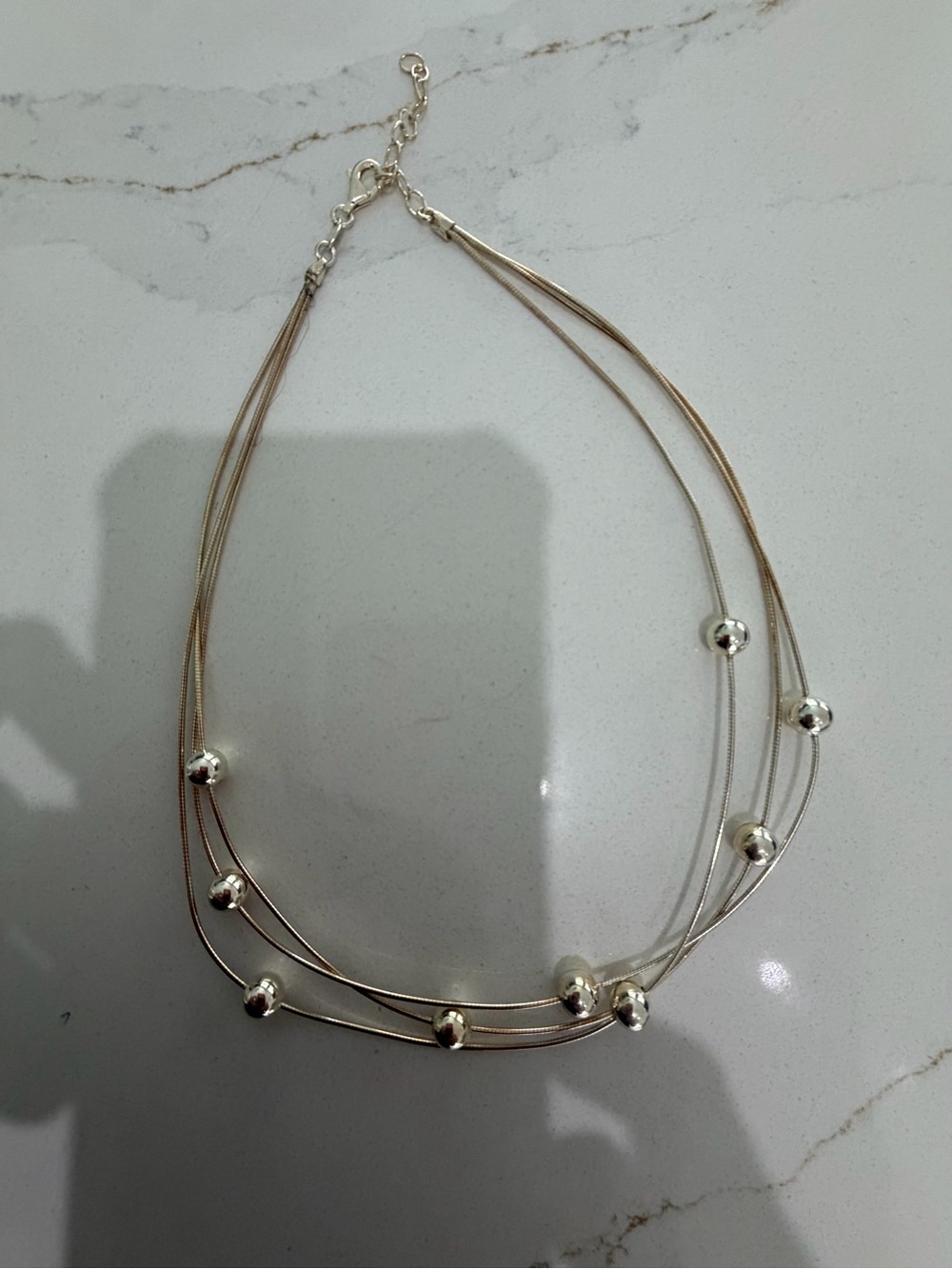 Dyadema Multi-Strand Silver Bead Women's Necklace 925 sterling
